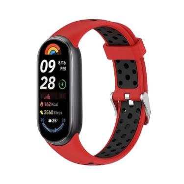 Imagem de JDIME Pulseira de silicone para Xiaomi Smart Band 9 Smartwatch Correa Acessórios para Mi Band 8 8 NFC 9 pulseira de substituição (vermelho preto)