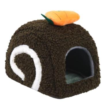 Imagem de Generic Cama quente e aconchegante para hamster, acessório para habitat, confortável e adorável para dormir, toca para porquinho-da-índia, gerbil, Marrom Escuro