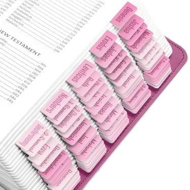 Imagem de EssexWares - Abas bíblicas Pink Horizon para Antigo e Novo Testamento, 80 abas de impressão grande para estudo da Bíblia, abas de índice resistentes à água e duráveis para mulheres e homens - 4,3 cm