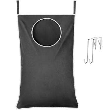 Imagem de 1 bolsa de cesto de roupa suja para pendurar – Organizador de armazenamento cinza claro para roupas sujas de banheiro e quarto