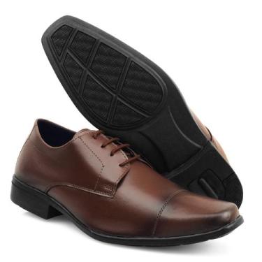Imagem de Sapato Social Masculino Bico Fino Alongado Estilo Italiano Cadarço Tra