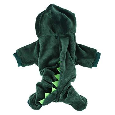 Imagem de Generic Roupas de Cachorro de Dinossauro Fofas de Inverno para Cães Pequenos, Roupa Com Capuz de lã, Jaqueta de Cachorro Quente para Animais de Estimação, Tamanho XS-L para Atividades Ao Ar Livre de