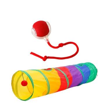 Imagem de Kit Brinquedos para Gatos: Túnel Interativo Dobrável com Bolinha + Bola com Ventosa e Elástico – Enriquecimento Ambiental Anti Estresse para Gatos Filhotes e Adultos