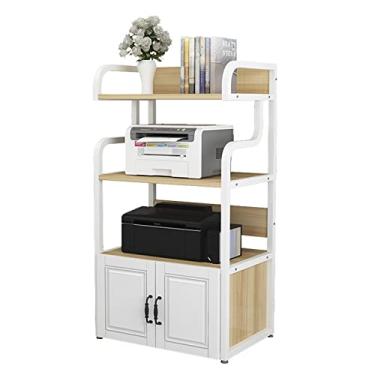Imagem de VHDY85KA Suporte multifuncional para impressora com 4 níveis de prateleira multiuso para leitor de mídia, scanner, arquivos, livros, micro-ondas, forno, cozinha, sala de estar, escritório, casa