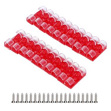 Imagem de Organizador de cabos com braçadeira de fio, 20 peças, suporte de cabo autoadesivo com parafusos para gerenciamento de cabos de mesa, material ABS 3x1 1x1cm (Transparente)