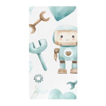 Imagem de xigua Lençol de berço de algodão robô aquarela para meninas e meninos, lençol macio e respirável adequado para berço padrão e cama de criança pequena