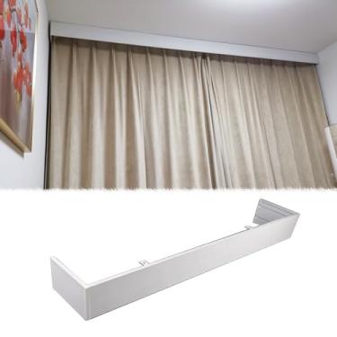 Imagem de Caixa de cortina blecaute, suporte de teto e parede, moldura de cobertura de haste branca com parafusos, placa de sanefa de 2,2 m para controle de luz aprimorado e decoração de casa elegante