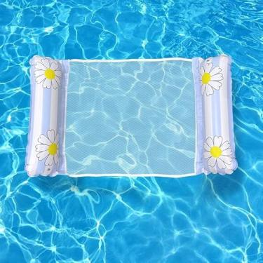 Imagem de Colchão inflável semitransparente para piscina com tela mosquiteira, 120x80 cm - capacidade de peso de 100 kg. Um colchã(Azul)