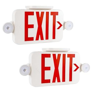 Imagem de Gruenlich - Sinal de saída LED com luzes de emergência, cabeças ajustáveis e dupla face, bateria reserva, classificação UL 924, AC 120-277V, luz de saída de emergência comercial para empresas,