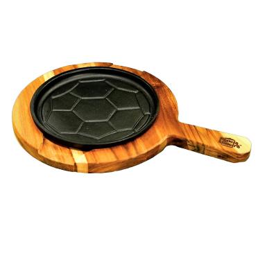 Imagem de Chapa Petisco Redonda Copa 2022 Ferro Suporte Madeira 20x4cm