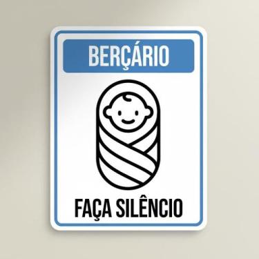 Imagem de Placa Acm Berçario Faça Silêncio ul Ícone 18X23 - Sinalizo
