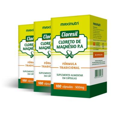 Imagem de Kit 3 Cloresil (cloreto De Magnésio P.a) Maxinutri 100 Cápsulas