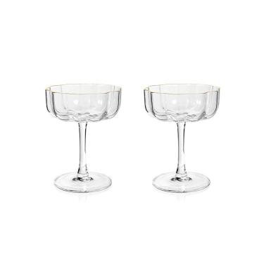 Imagem de Jogo De Taças Copa E Cia 2 Peças Vitreo Com Filete Dourado Drink/sobremesa 110 Ml