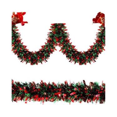 Imagem de Guirlanda De Natal Verde Com Fios Decorativos Para Árvores, Escadas, C