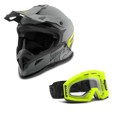 Imagem de Kit Capacete Pro Tork Fast 788 Grey Fosco + Óculos Pro Tork Blast Fluo