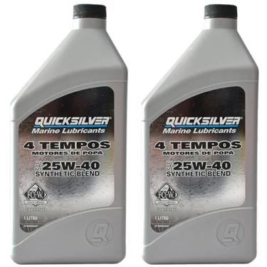 Imagem de Óleo Motores de Popa 4T Quicksilver 25W40 1 Litro Kit C/2 - Mercury