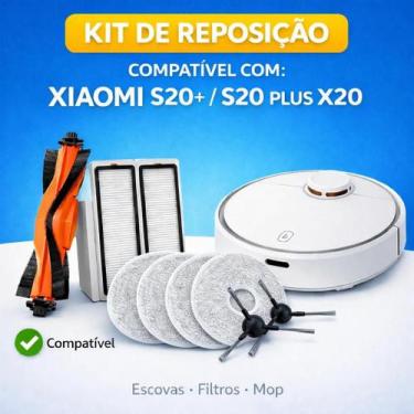 Imagem de Refil Escova Filtro Robo Xiaomi Vacuum S20 X20 Plus Mop Kit Reposição 