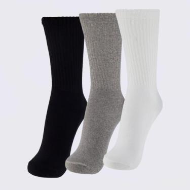 Imagem de Kit Meia Lupo Sport Walk Cano Longo 3 Pares Branca Preta e Cinza, 37-4