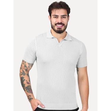 Imagem de Tricô Dixen Manga Curta Gola Polo Cinza-Masculino