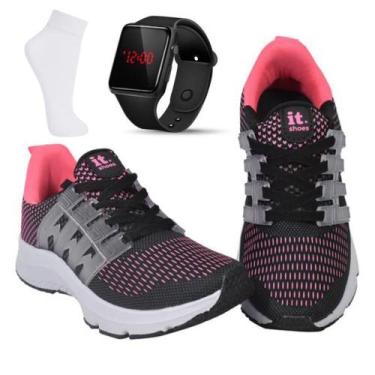 Imagem de Kit Tênis Academia Feminino + Relógio Digital LED + Meia - It Shoes, P