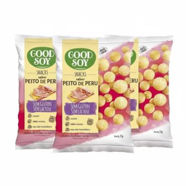 Imagem de Kit 3 snacks peito de peru 25g goodsoy sem gluten e lactose