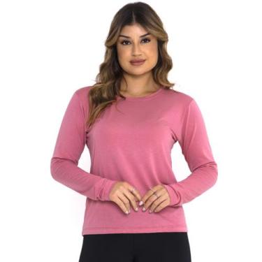 Imagem de Blusa Feminina Manga Longa Academia Elegante Térmica Gola Redonda Blus