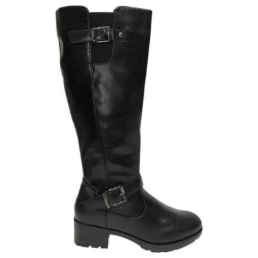 Imagem de Bota Mooncity Cano Alto Montaria Casual Feminina, Preto, 37