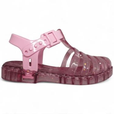 Imagem de Sandalia Infantil Menina Barbie Duo Glitter Borracha 22459, Rosa, 32/3