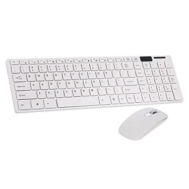 Imagem de Houshome Teclado sem fio Mouse Combo 2.4 GHz Teclado sem fio 1200DPI Mouse óptico para uso em escritórios domésticos Compartilhar 1 receptor USB, branco