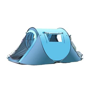 Imagem de Barraca de acampamento impermeável ultraleve, barraca de acampamento tamanho grande tenda de fácil configuração barraca de cultivo para família, ar livre, caminhadas e montanhismo, azul