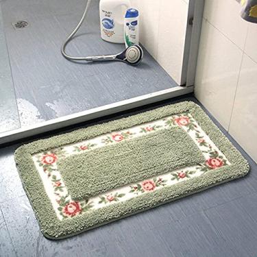 Imagem de SHENGANG Tapete de banho Banheiro Cozinha Tapete Antiderrapante Sala de Chuveiro Tapetes de Banheiro Área de Chão Decoração Almofada,verde,70x140 cm