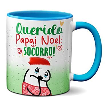 Imagem de Caneca de Natal Engraçada Flork Papai Noel Socorro (Azul)