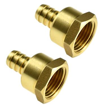 Imagem de SDTC Tech Pacote com 2 adaptador de acoplamento reto de tubo de crimpagem de tubo fêmea NPT de 1/2 pol