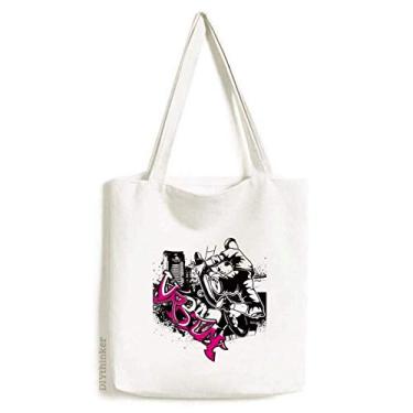 Imagem de Bolsa de lona para esportes de inverno com ilustração de cidade e bolsa de compras casual