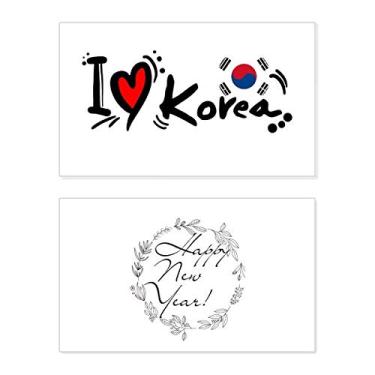 Imagem de I Love Korea Palavra Bandeira Love Heart Ilustration Festival Ano Novo Cartão Bless Mensagem Presente