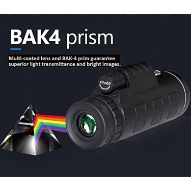 Imagem de Telescópio monocular 40 × 60, escopo monocular de alta potência à prova d'água à prova d'água HD, com suporte para smartphone e tripé ajustável para observação de pássaros no celular.