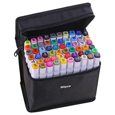 Imagem de Staright 40 cores marcadores marcador de Ponta Dupla Caneta Esboçando Escrita Pintura marcador de Sublinhação Artista Desenho marcadores de Arte de Duas Pontas com Saco de Armazenamento Zip