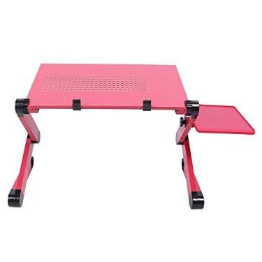 Imagem de Mesa de computador pequena, mesa portátil para laptop, estilo moderno, liga de alumínio com suporte para mouse para sofá para cama para tapete (rosa vermelho)