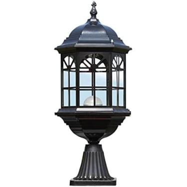 Imagem de Vintage Preto Alumínio Coluna Luz Rústica Jardim Lanterna Candeeiro De Mesa Pós Montagem Luminária Ao Ar Livre Retrô Industrial Loft Quintal Coluna Lâmpada Ip55 À Prova Dwaterproof Água Pilar Luz