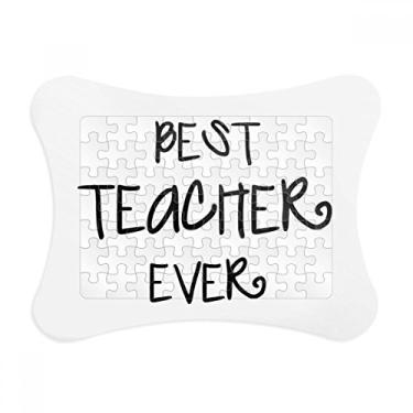 Imagem de Moldura de quebra-cabeça Best Teacher Ever Words Citações Decoração de imagem Enfeite de jogo de quebra-cabeça