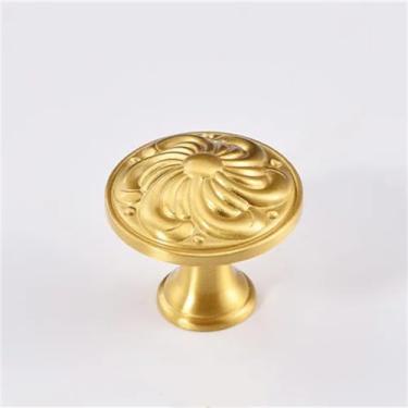 Imagem de Armário de latão sólido alças gaveta de mesa puxar maçaneta da porta da mobília para botão da gaveta acessórios de cozinha, t2611 ouro fosco