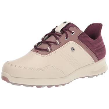 Imagem de FootJoy Sapato de golfe Stratos Feminino, Baunilha e Merlot, 7