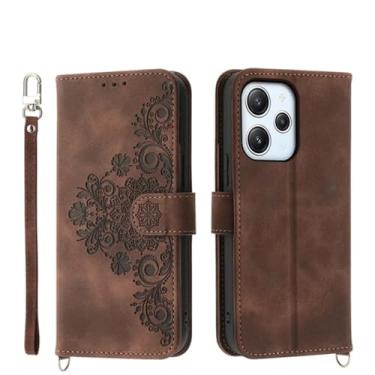 Imagem de Capa de carteira de couro com cordão para Xiaomi Note 12 Pro Plus 5G 11s 11 A1 Plus A2 12T 11T Crossbody Book Bag Capa, marrom, para Redmi Note12 4G