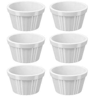 Imagem de Conjunto 6 Ramekins Brancos Canelados 90ml Plástico Potinho