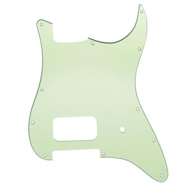 Imagem de Musiclily Pro 11 Furos Single Descoberto Humbucker e Ranhura Potenciômetro Escudo para Guitarra EUA/México Fender Tom Delonge Strat Style, 3 camadas Mint Green