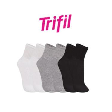 Imagem de 12 Pares De Meias Unissex Trifil Algodão Cotton Cano Médio, Multicor, 