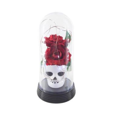 Imagem de Luminária Halloween Caveira Redoma Cúpula Frio Dia das Bruxas Rosa Ver