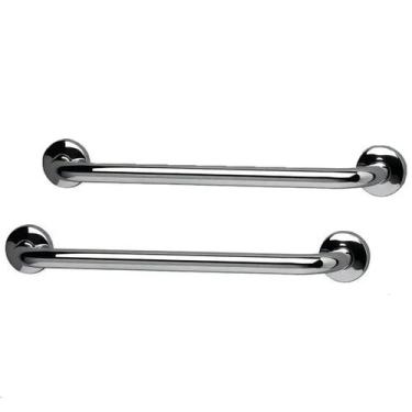 Imagem de Alça Apoio 40cm Aço Inox Kit 2 Uni Barra Suporte Anti Queda Idoso Gest