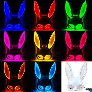 Imagem de Máscara Led Halloween Coelho Branco Sexy Com Controle de Luz - Fantasi