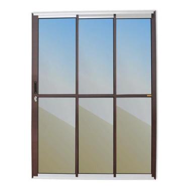 Imagem de Porta de Correr 3 Folhas 1/3 Super Vidro Reflex 210cm X 120cm Brimak